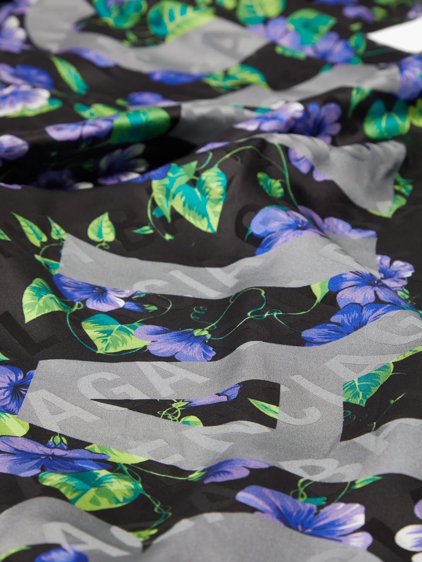 Logo-jacquard floral-print silk scarf - 2