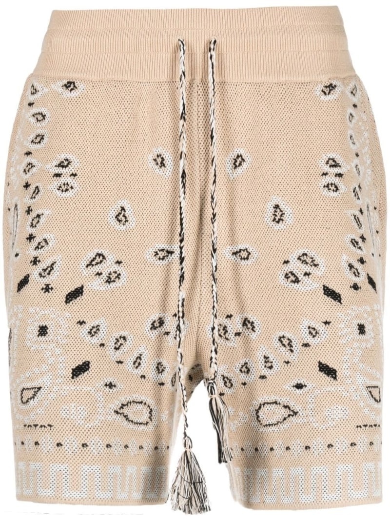 bandana-print piqué shorts - 1