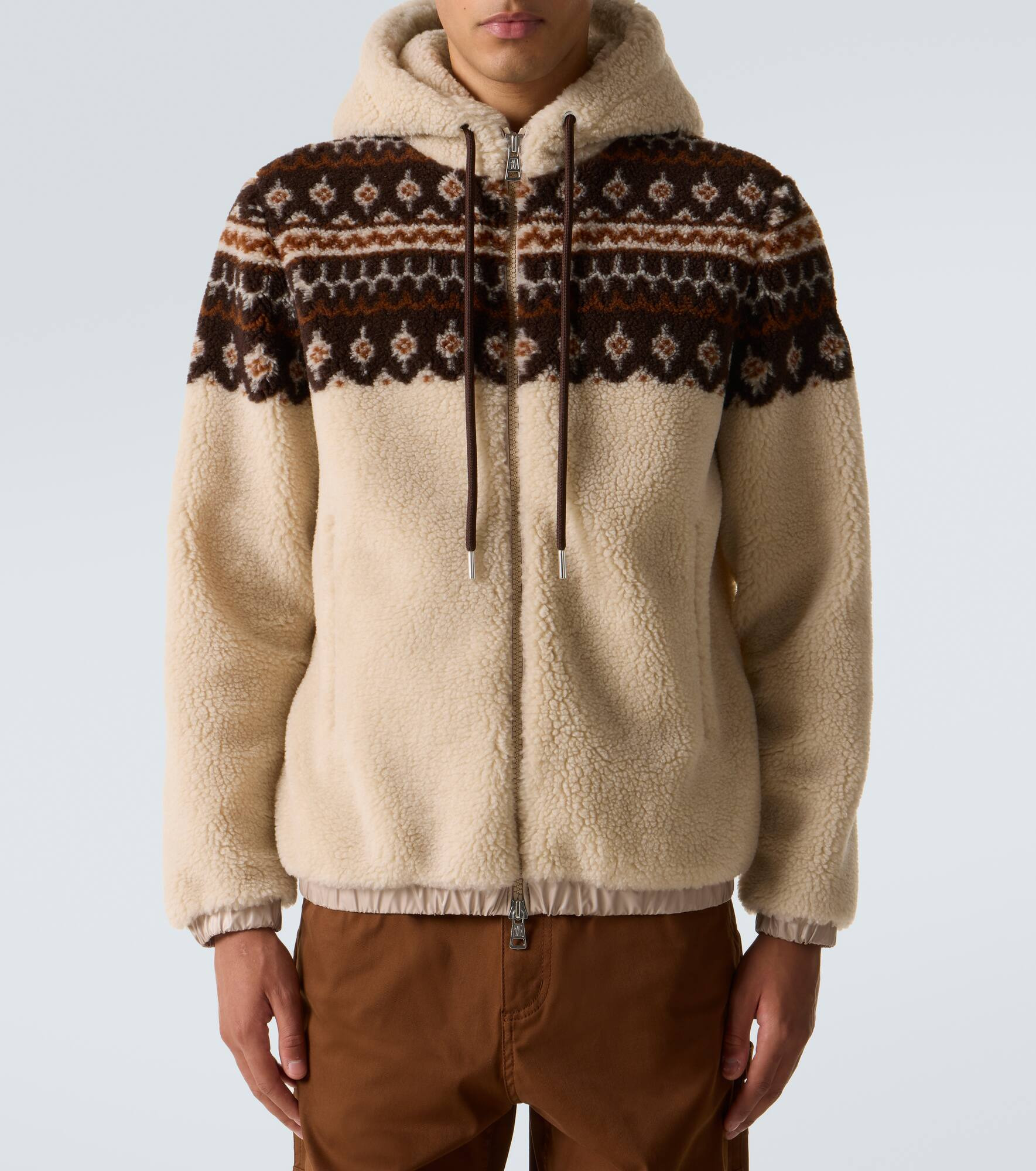 Jacquard teddy zip-up hoodie - 3