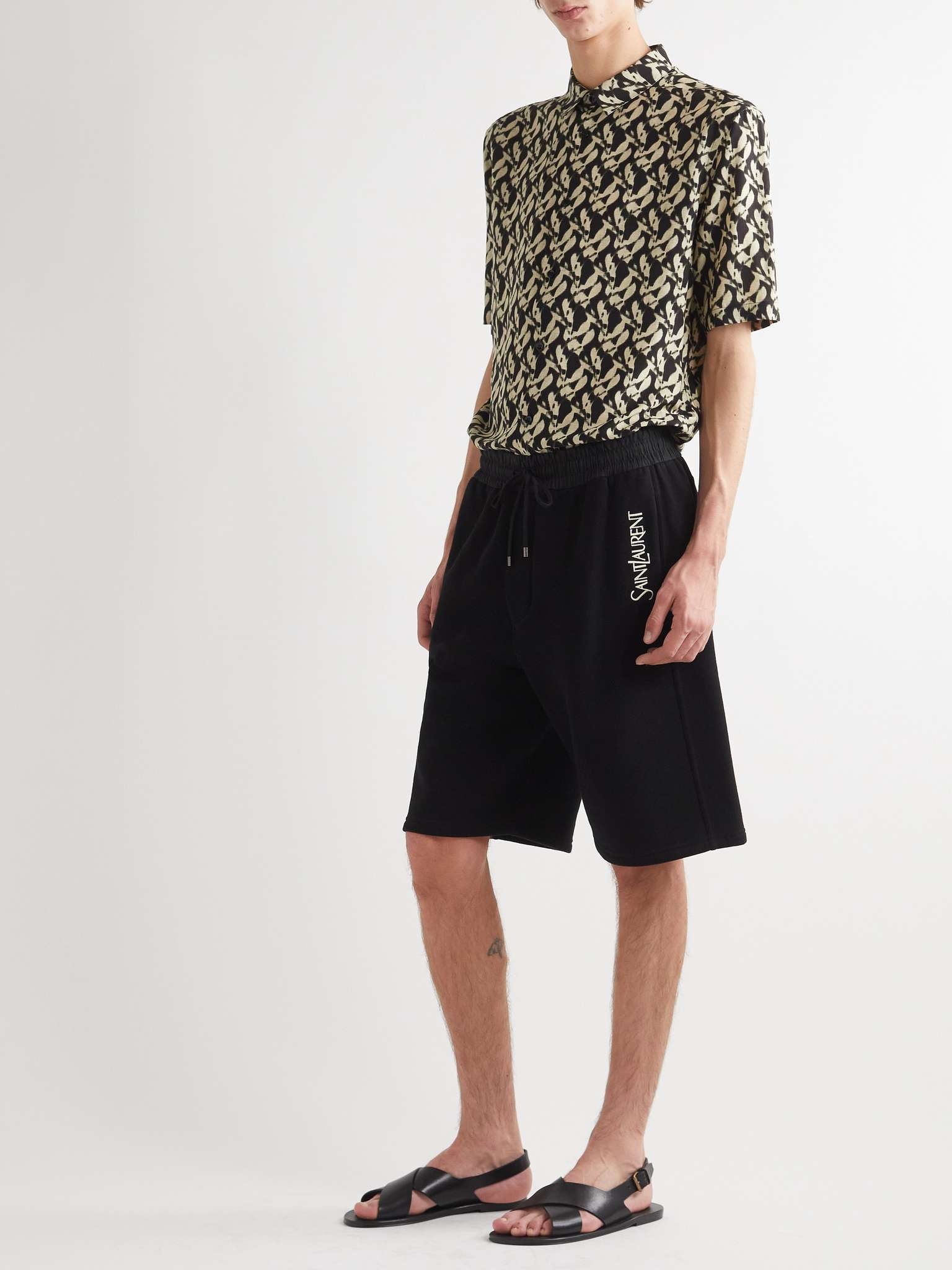 Straight-Leg Logo-Embroidered Cotton-Jersey Drawstring Shorts - 2
