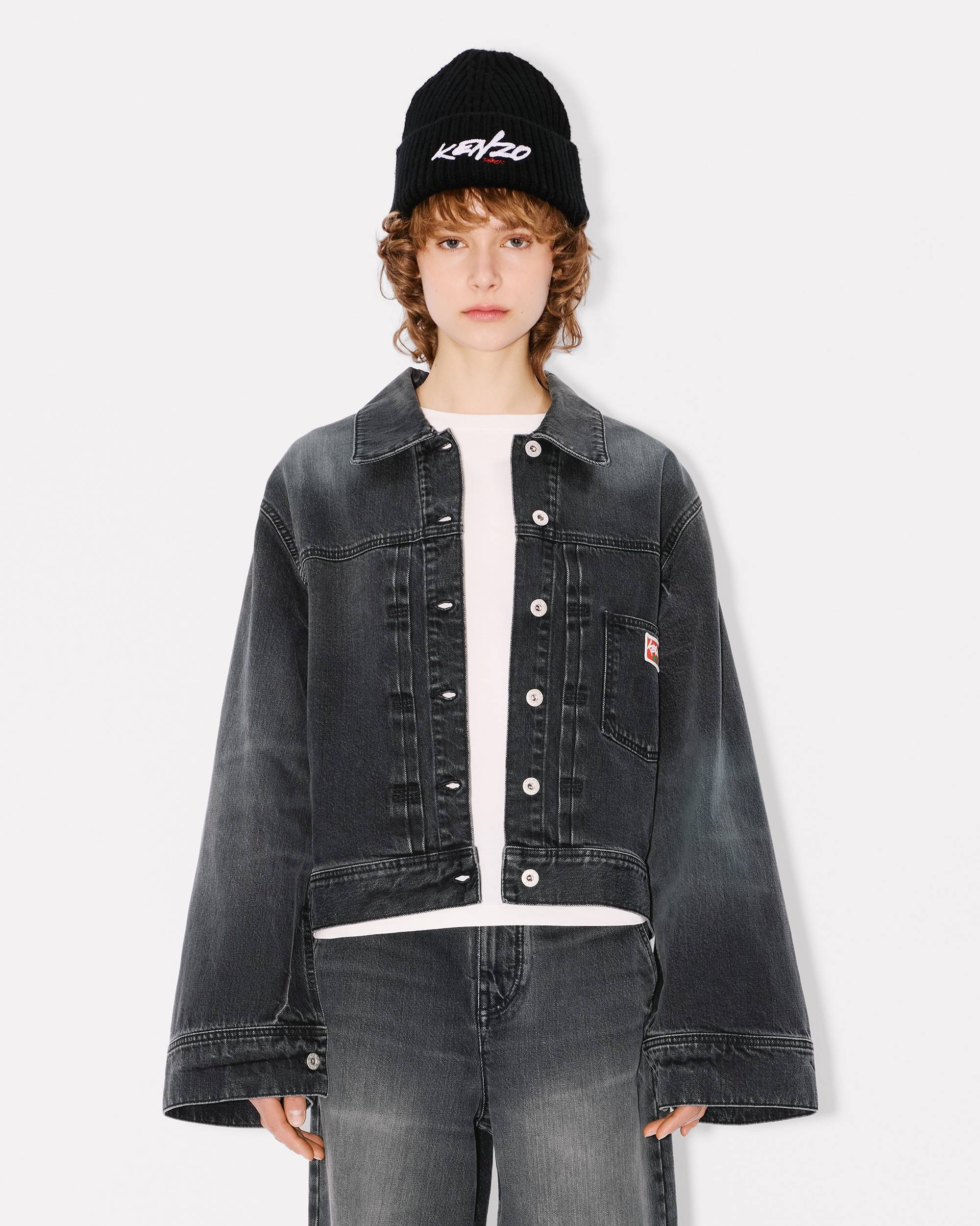 'Kenzo x Futura 2000' embroidered kimono sleeves jacket in japanese denim - 4