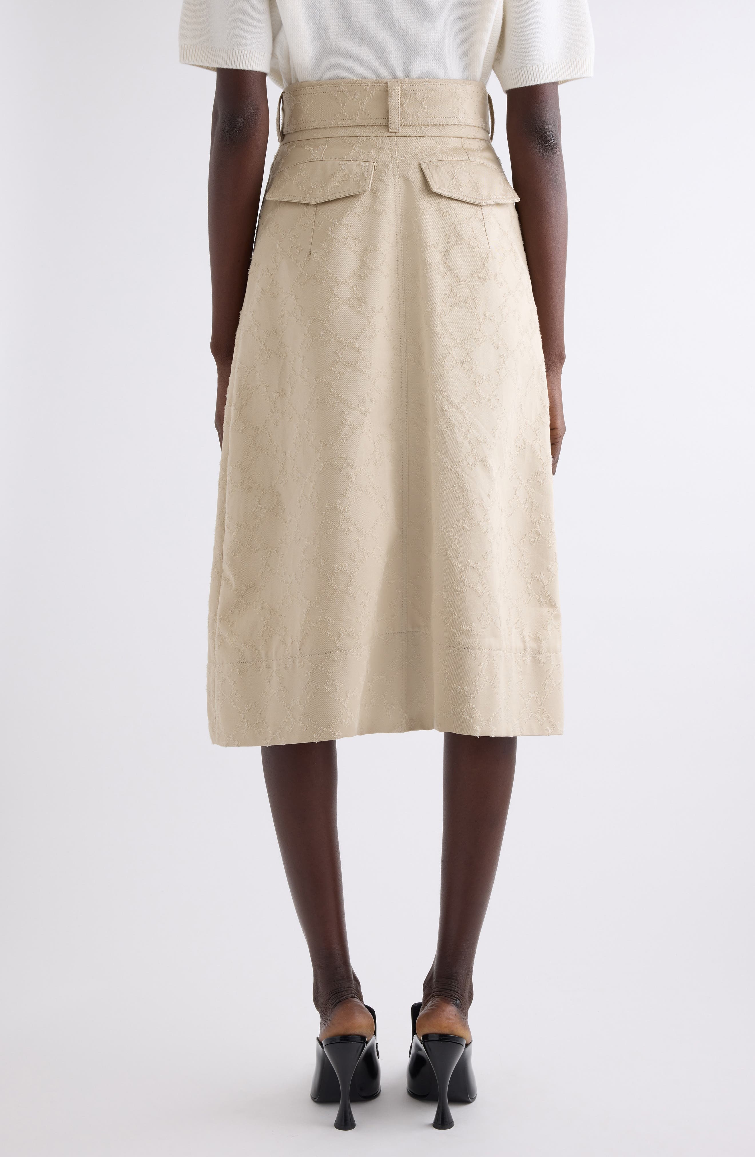 Givenchy Monogram 72 Cotton Twill Trench Skirt in Light Beige at Nordstrom - 3