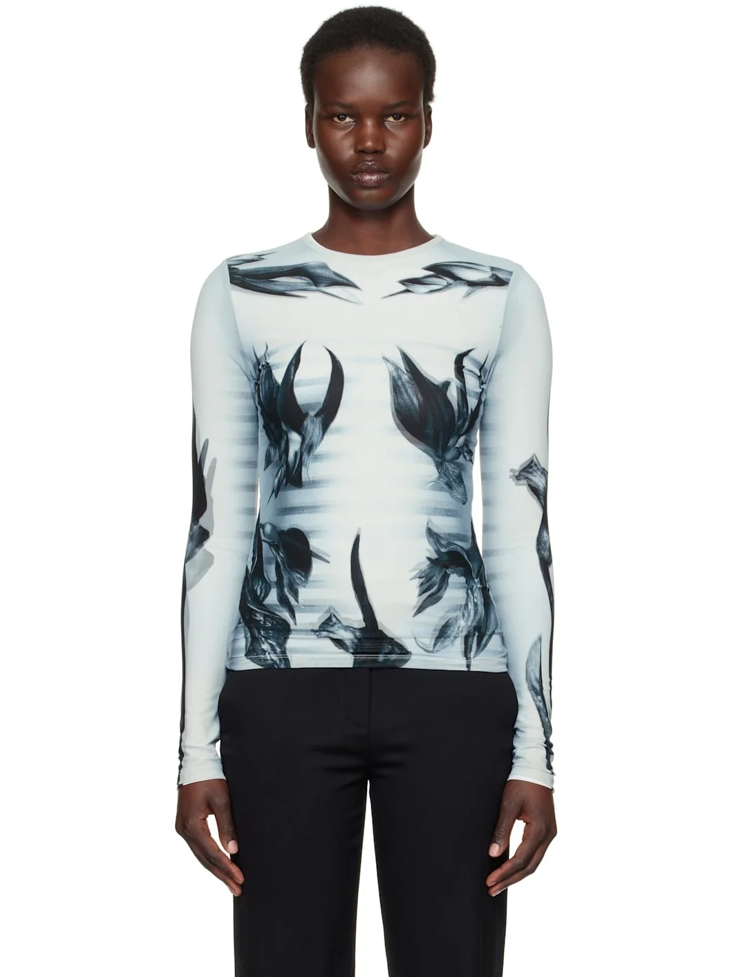 Gray & Black 'The Flower Body Morphing Marinière' T-Shirt - 1