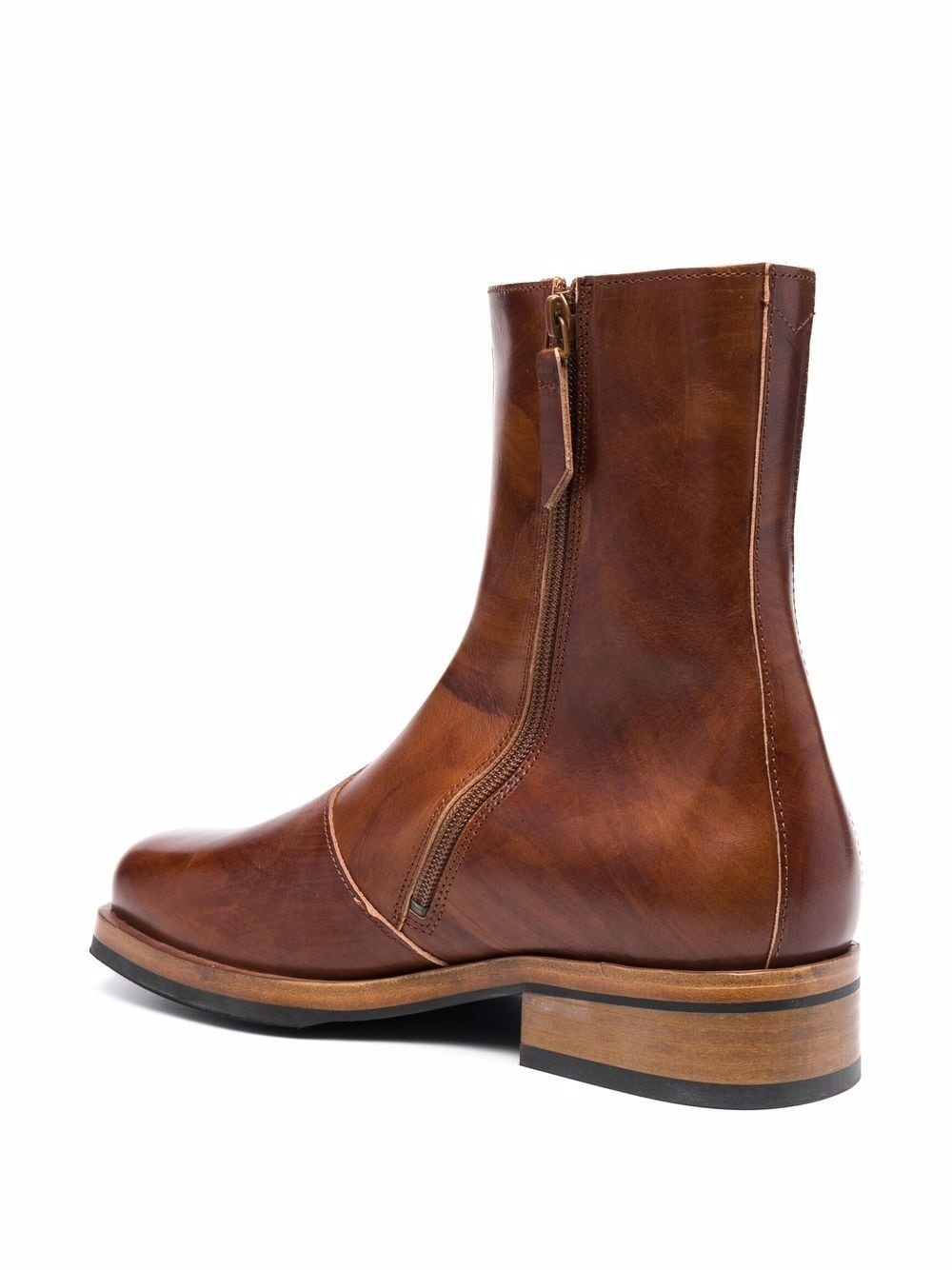 square-toe leather boots - 3