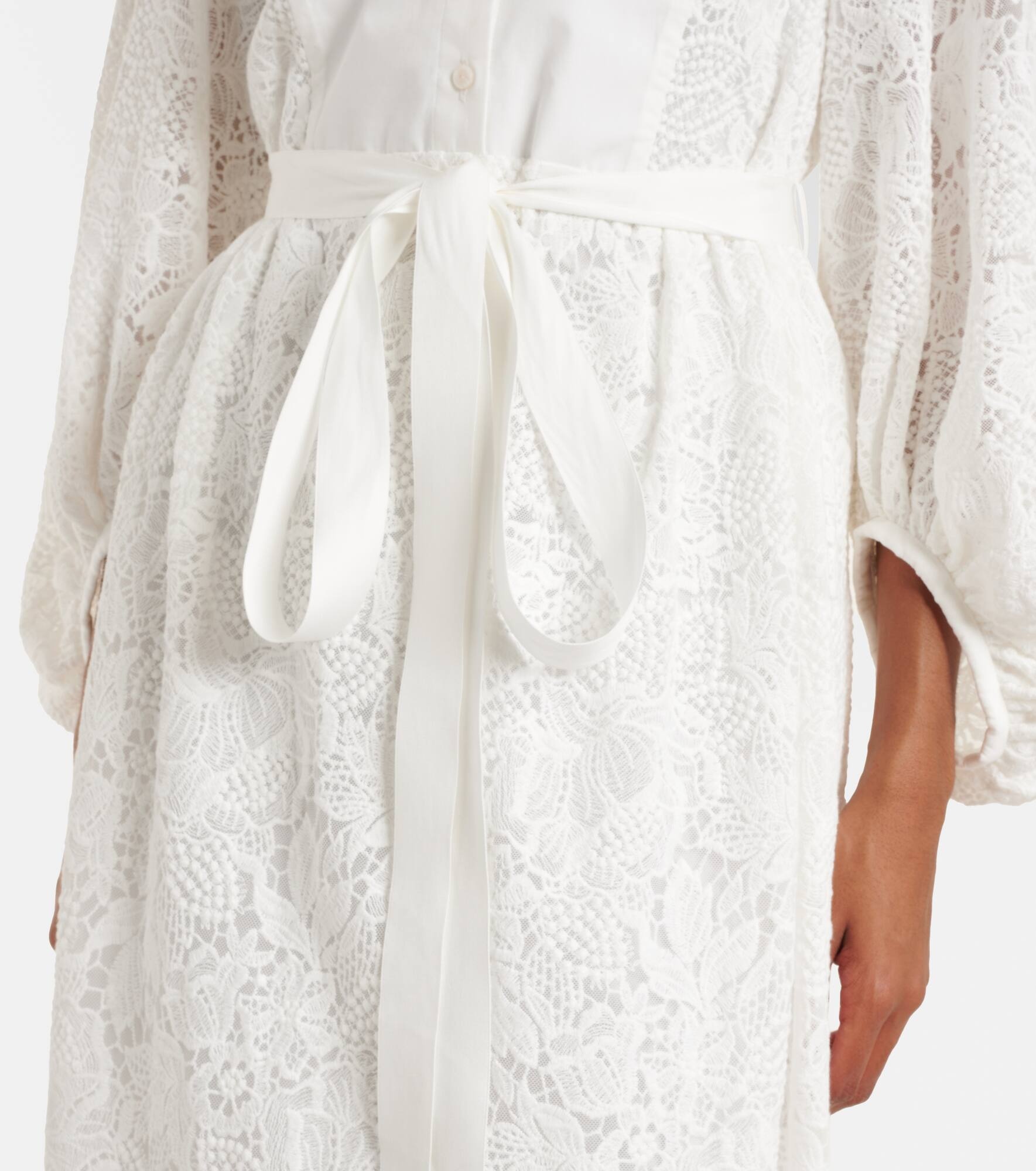 Embroidered cotton lace midi dress - 5