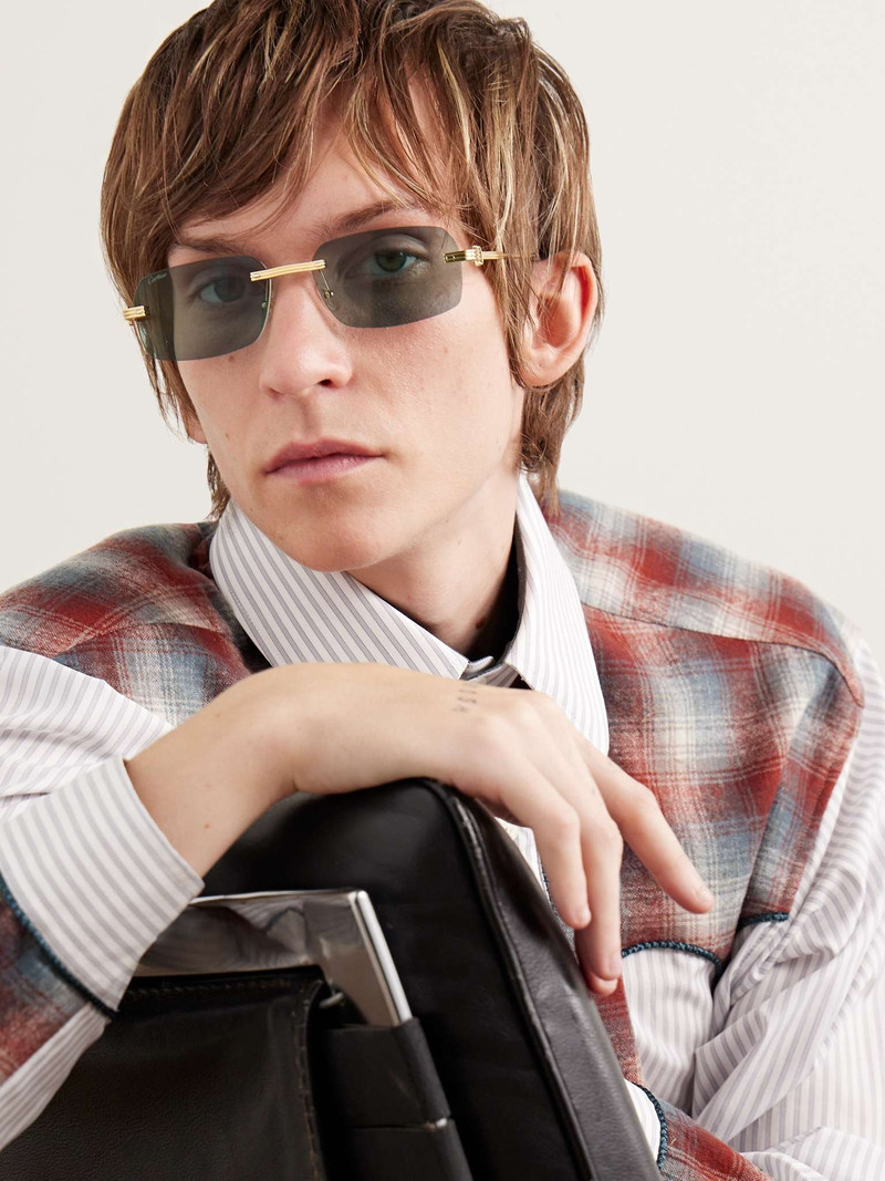 Cartier Rimless Rectangular-Frame Gold-Tone Sunglasses outlook