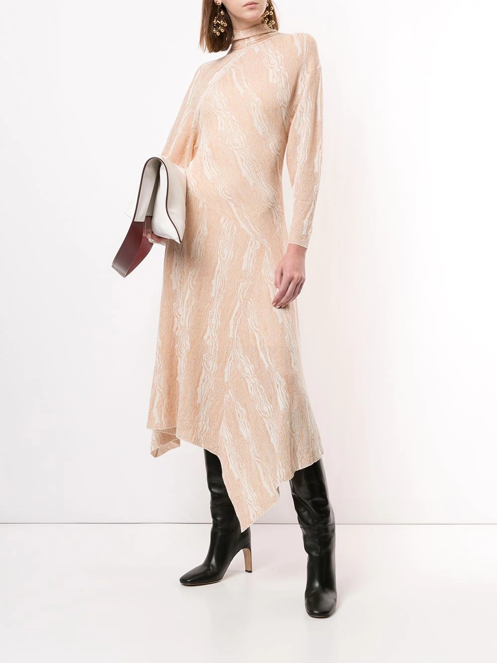 woodgrain jacquard dress - 2