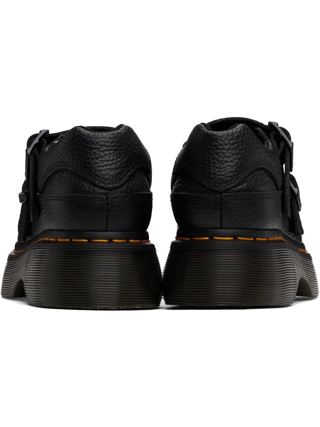 Black Buzz Milled Nappa Leather Mary Jane Loafers - 2