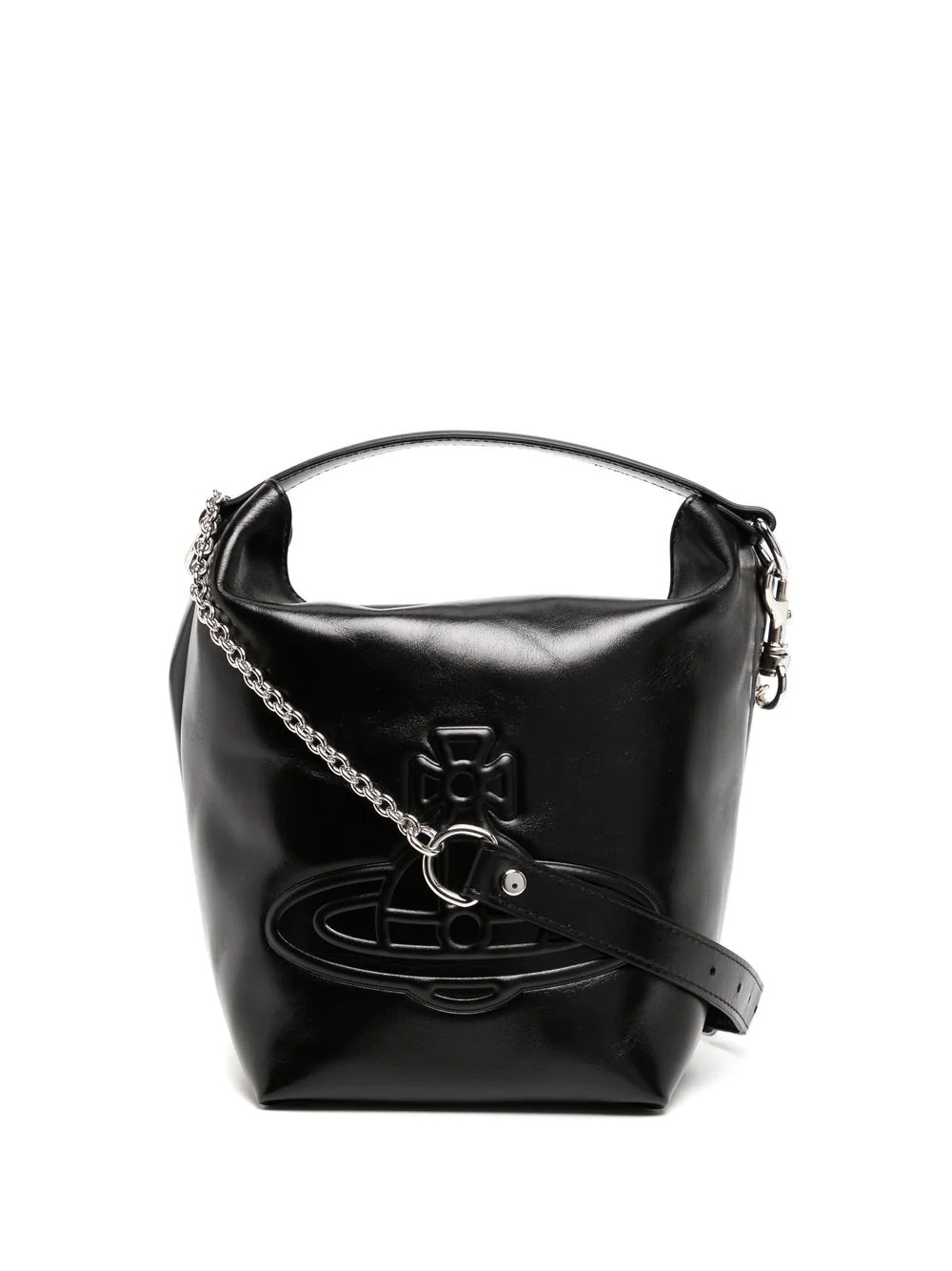 embossed-Orb leather bucket bag - 1