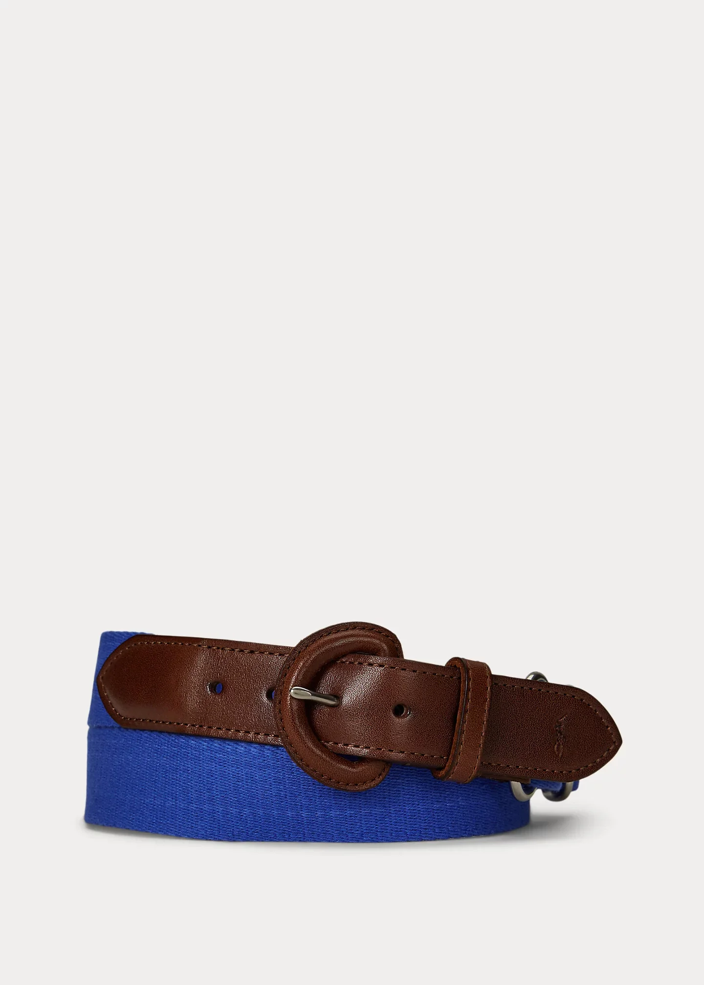 Webbed Cotton & Leather Belt - 1