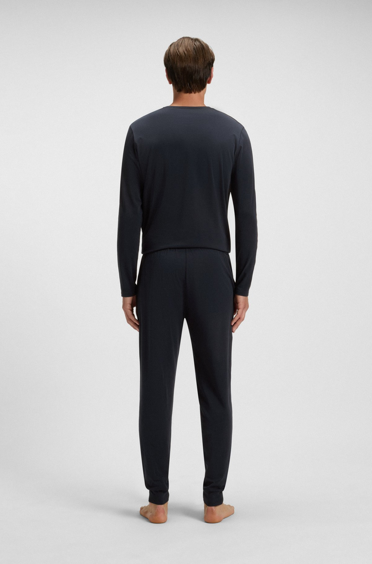 PAJAMA BOTTOMS IN STRETCH COTTON WITH TAPE TRIMS - 4