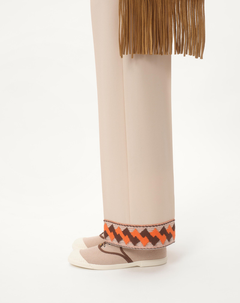 WOOL GABARDINE TROUSERS WITH JACQUARD HEM 3