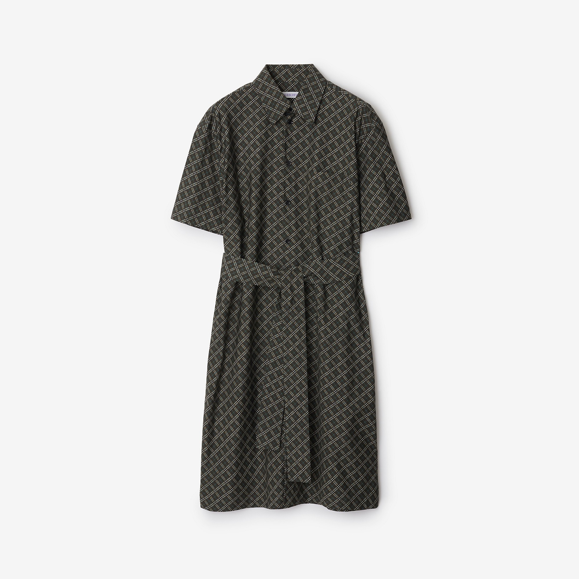 Check Cotton Shirt Dress - 1