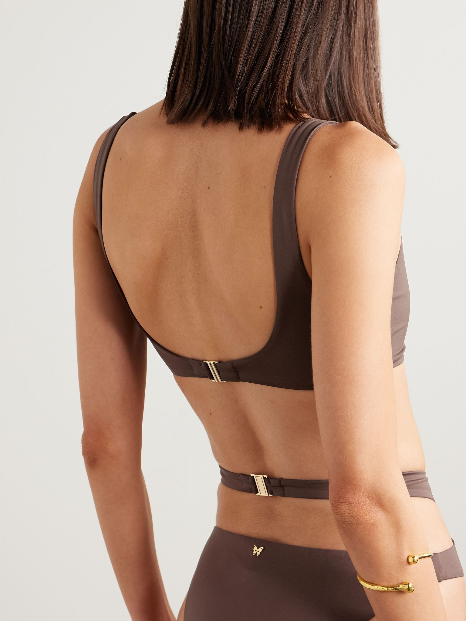 La Sirene cutout embellished bikini top Chocolate - 3