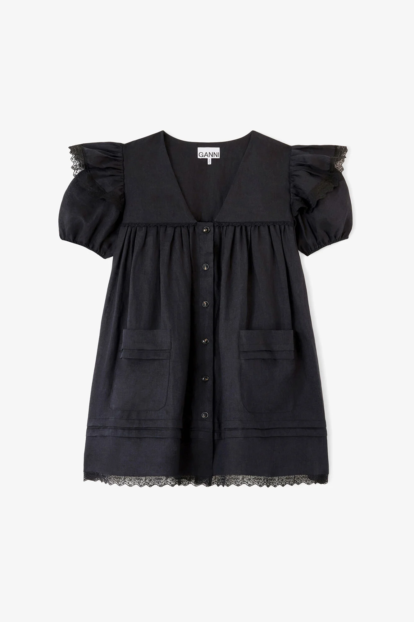 MINI DRESS IN BLACK LINEN - 1