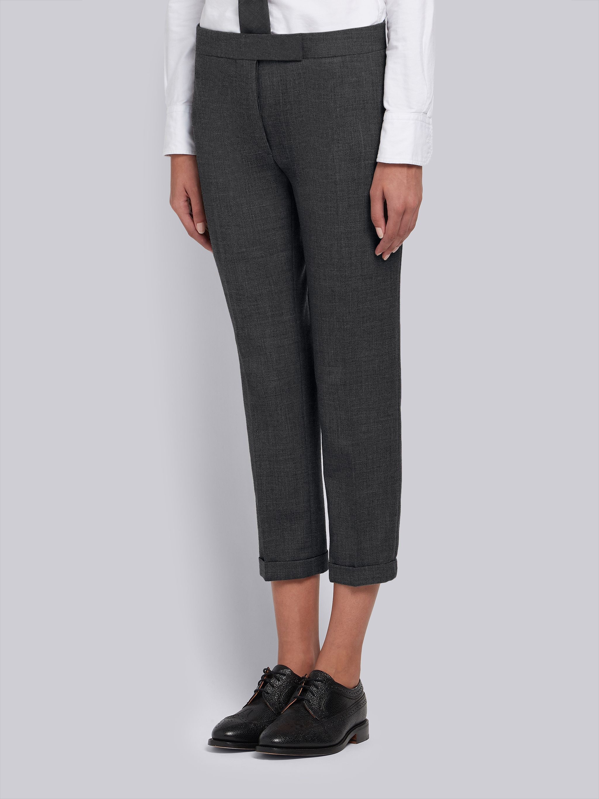 Dark Grey 2-Ply Wool Fresco Lowrise Skinny Trouser - 2