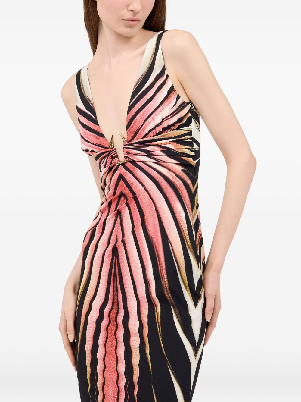 Ray Of Pink-print V-neck dress - 6
