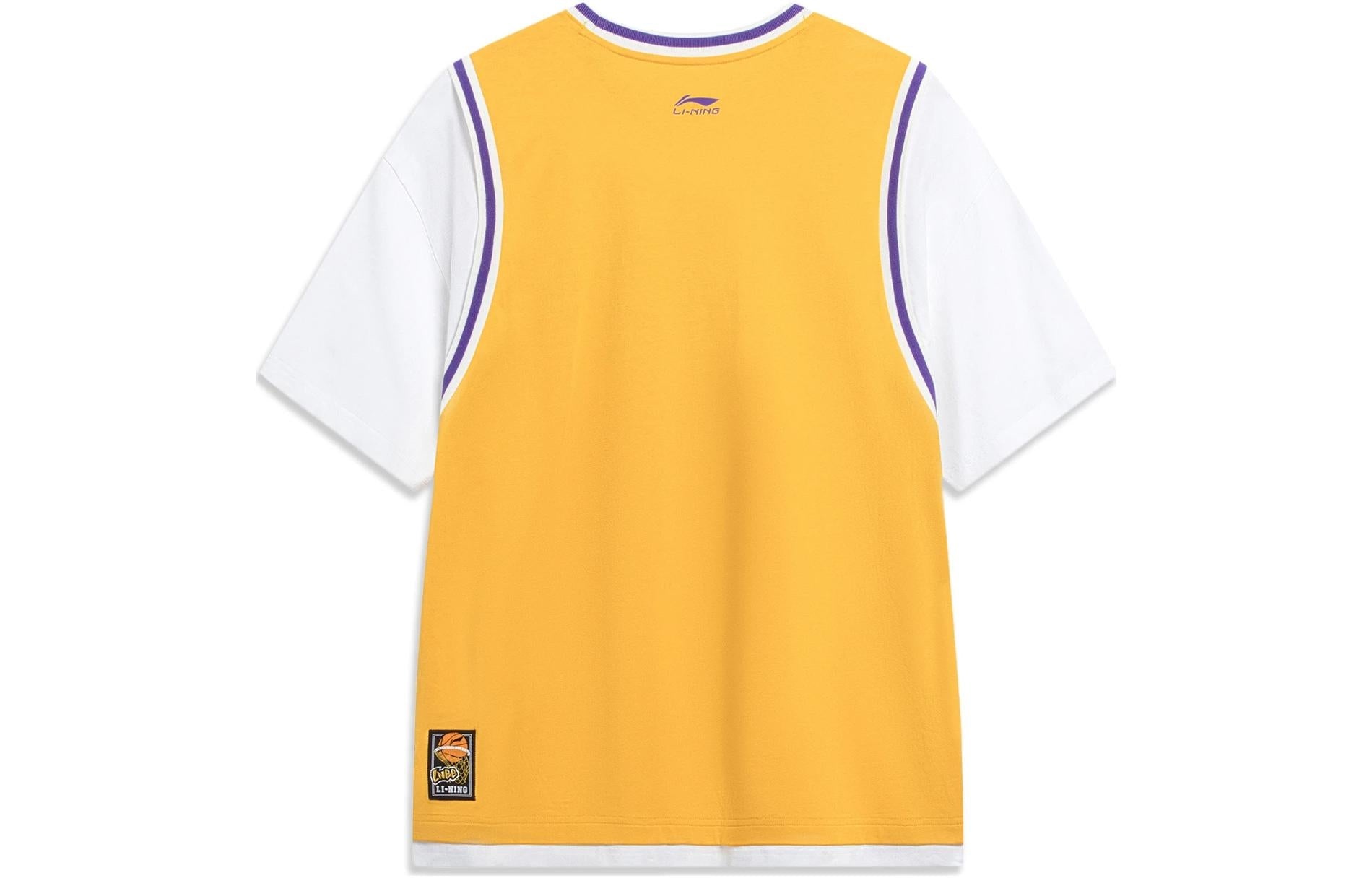 Li-Ning Hoops Graphic Faux Two Piece T-shirt 'Yellow Purple' AHST573-4 - 2