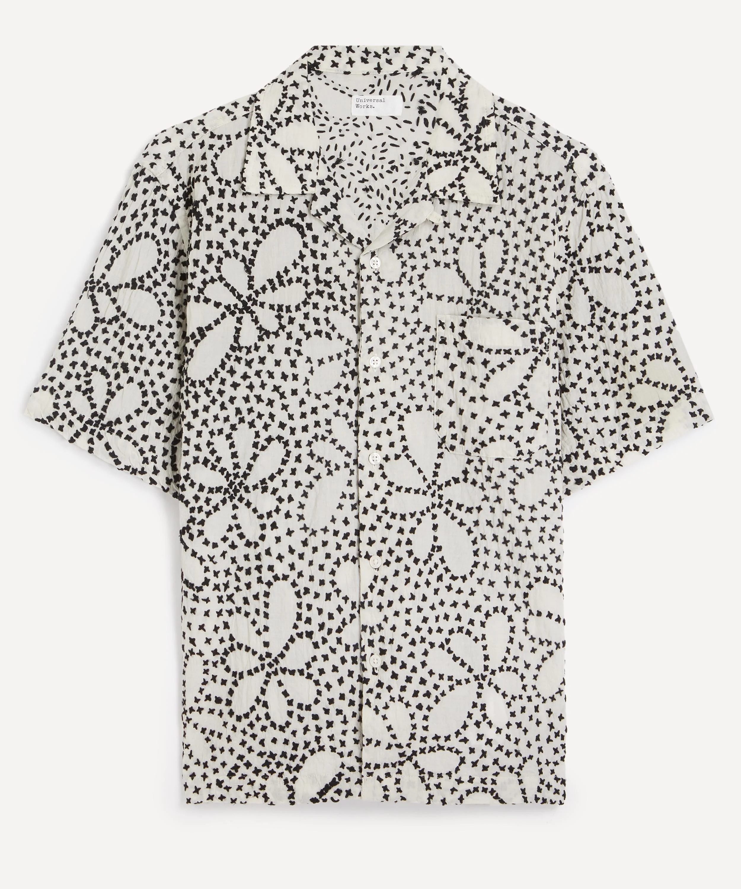 Ecru-Black Kantha Flower Road Shirt - 1