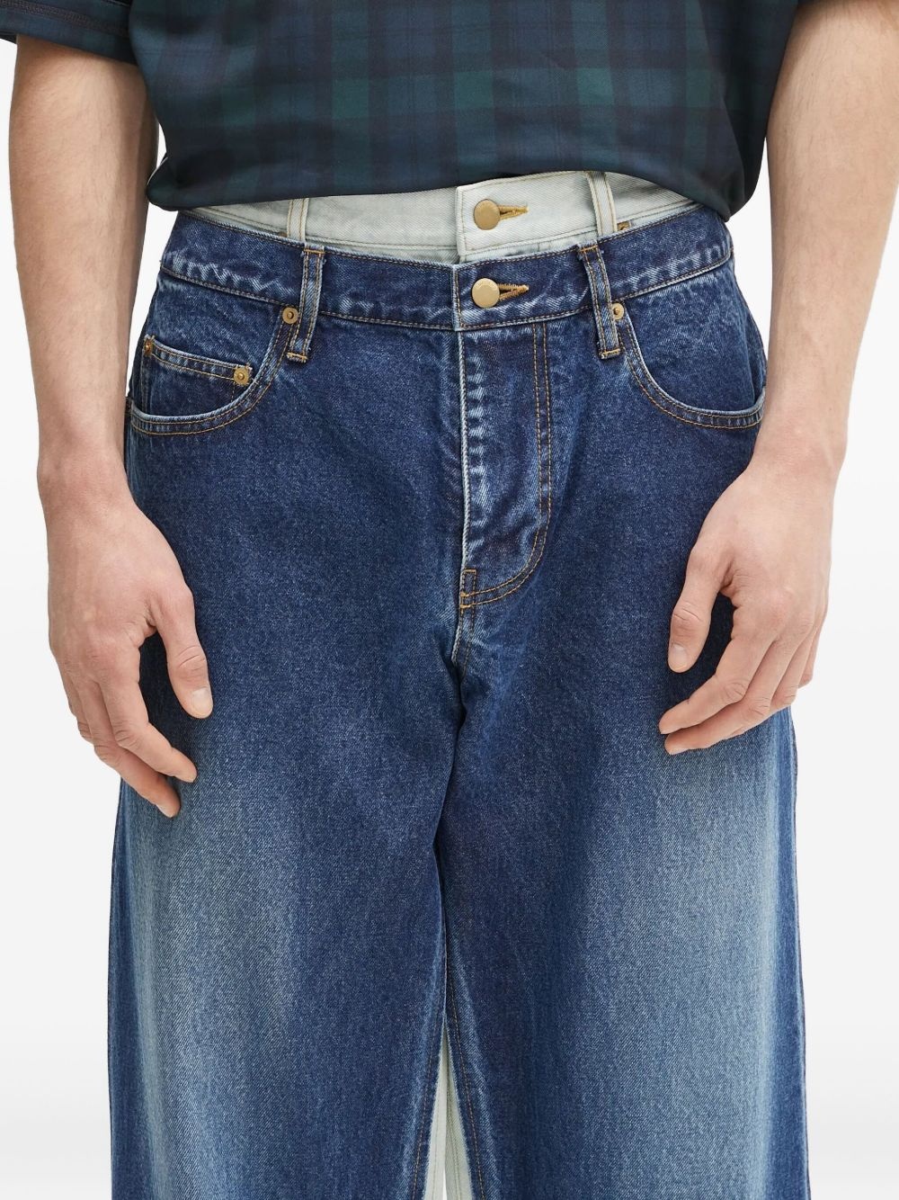 two-tone panelled jeans - 4