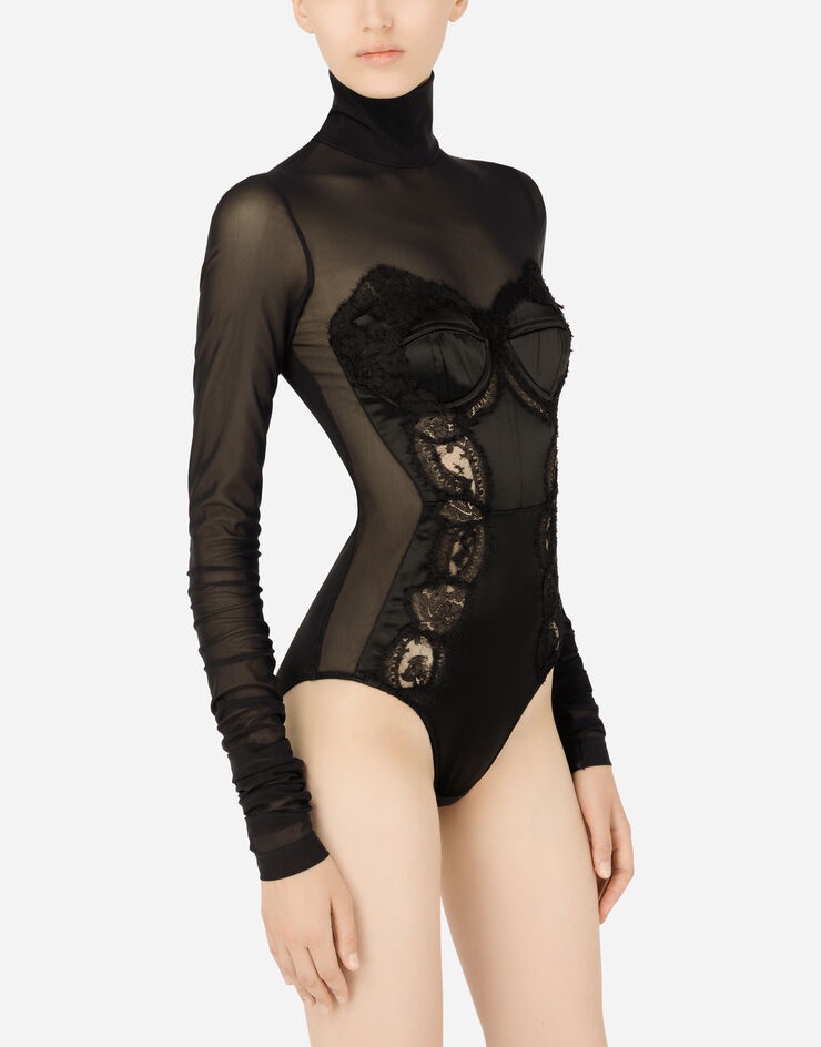 Long-sleeved lace bodysuit - 4