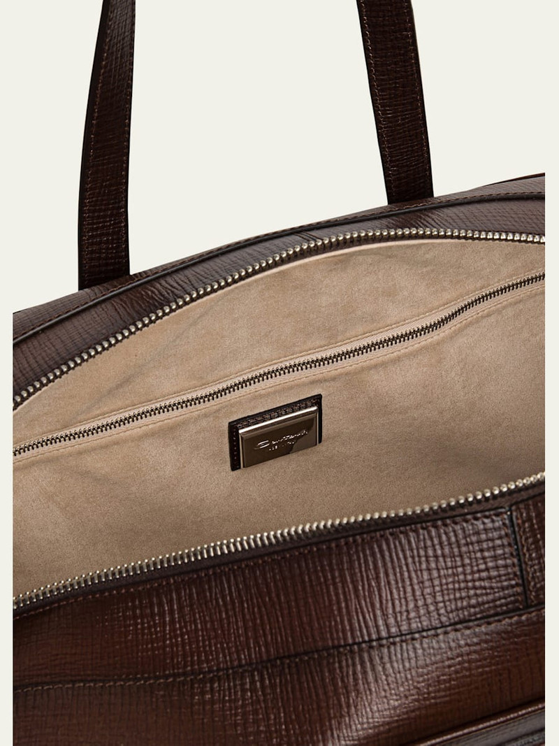 Santoni Men's Leather Weekender Duffel Bag outlook