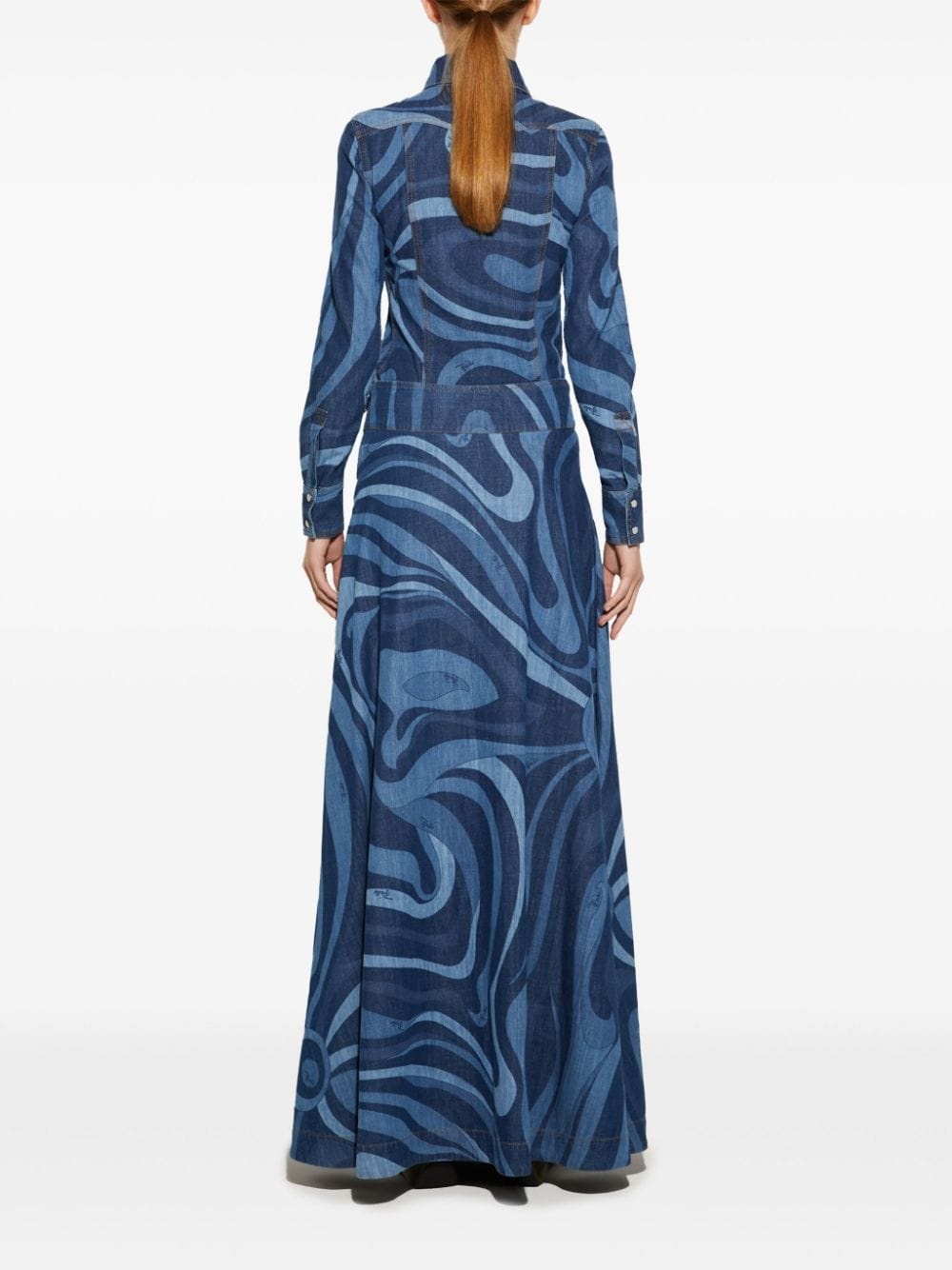 Marmo-print denim skirt - 4