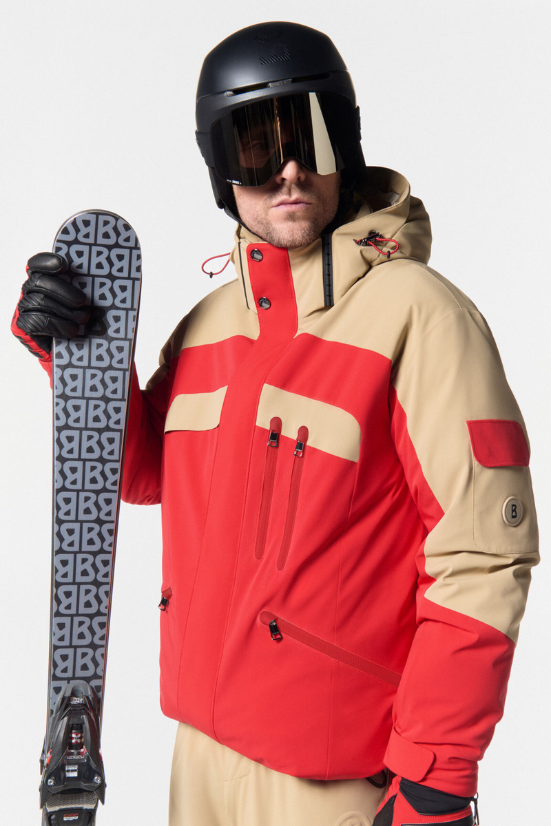 Danjo down ski jacket in Red/beige 10