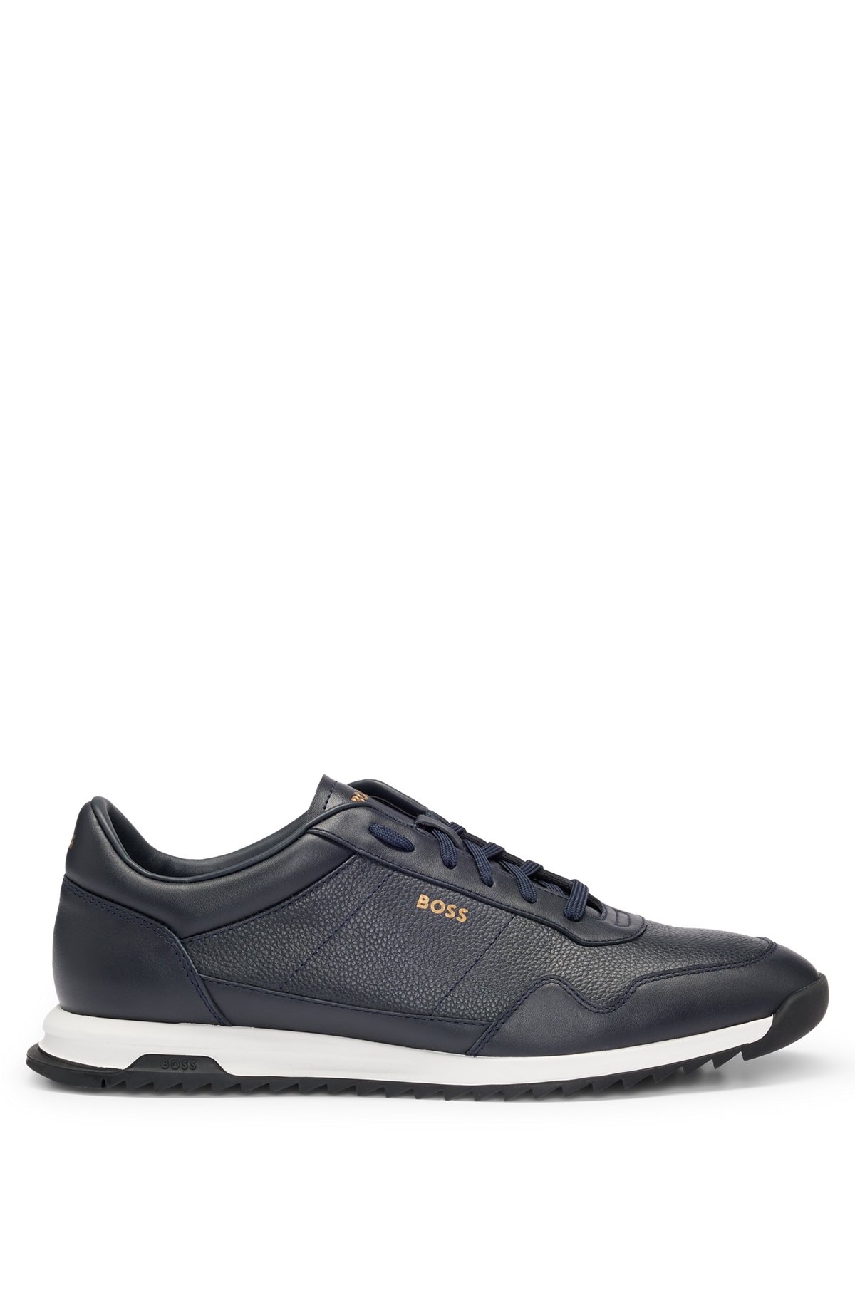 TUMBLED-LEATHER LACE-UP TRAINERS WITH PLAIN TRIMS - 1
