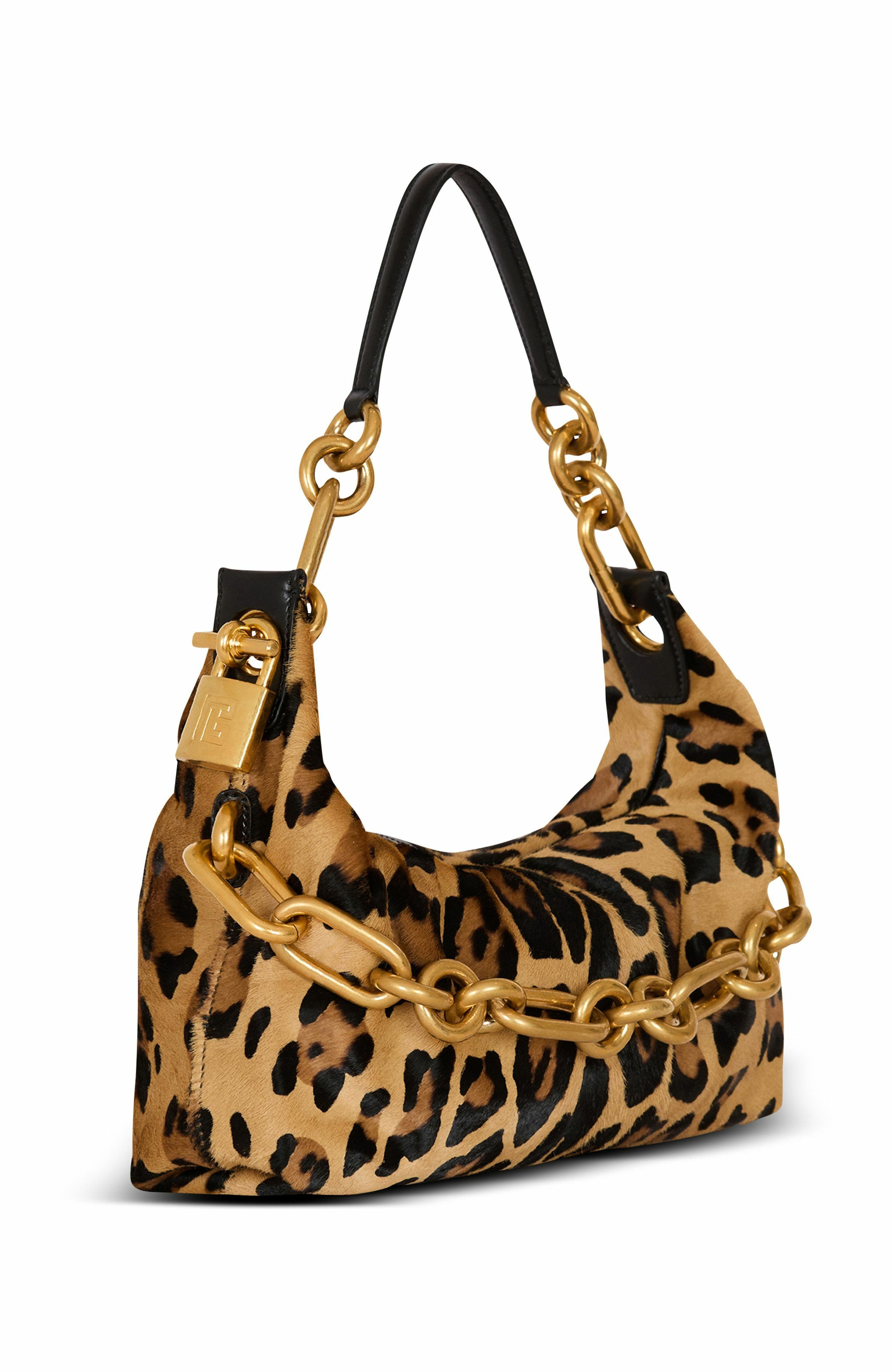 Balmain Sync Medium leopard print leather bag in Brown at Nordstrom - 4