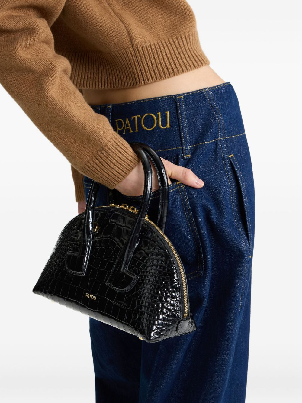 Le Patou Bowling crocodile-embossed half-moon bag - 2