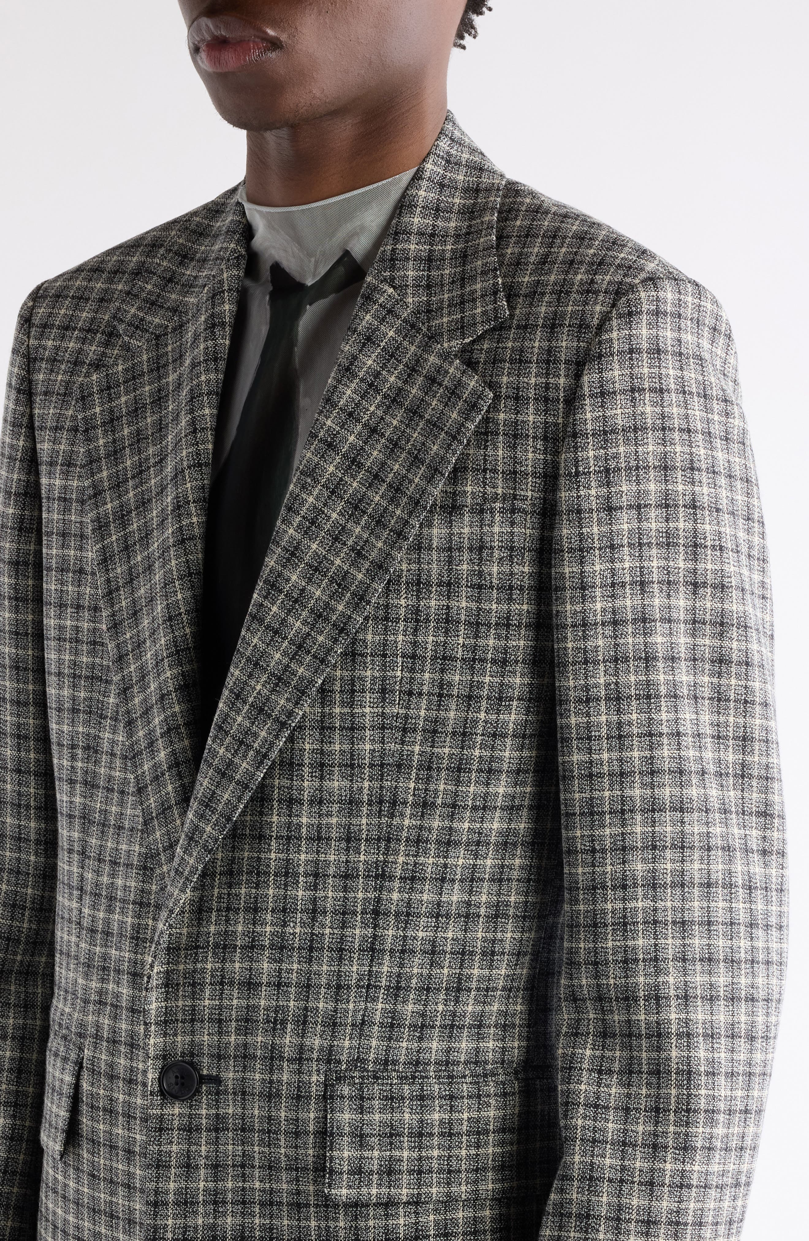 Acne Studios Juman Check Wool Mouliné Twill Blazer in Black/White at Nordstrom - 5