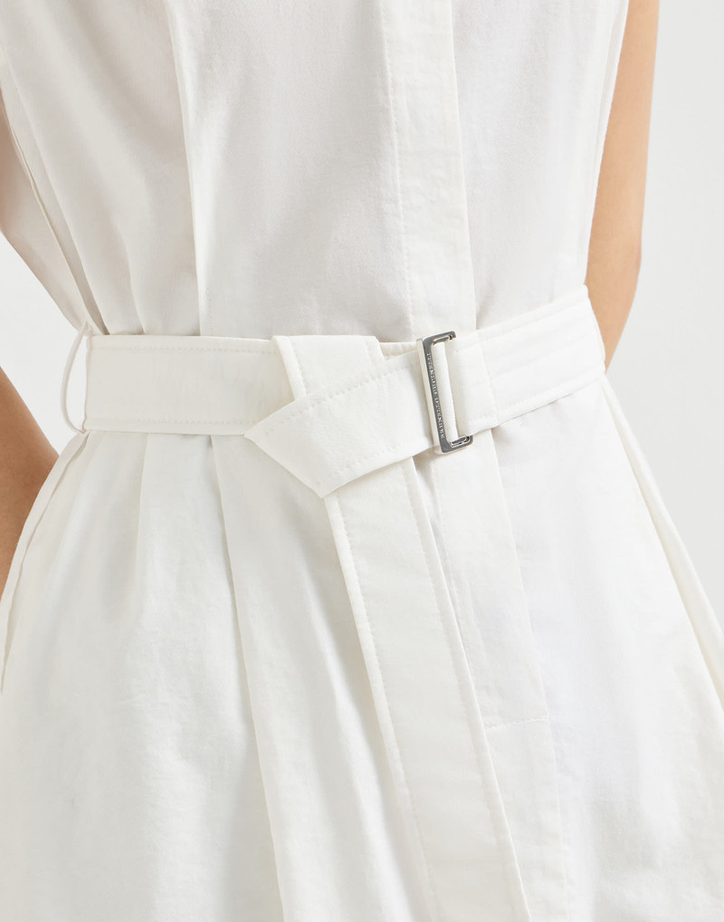Techno cotton texture twill belted mini shirt dress with monili 4
