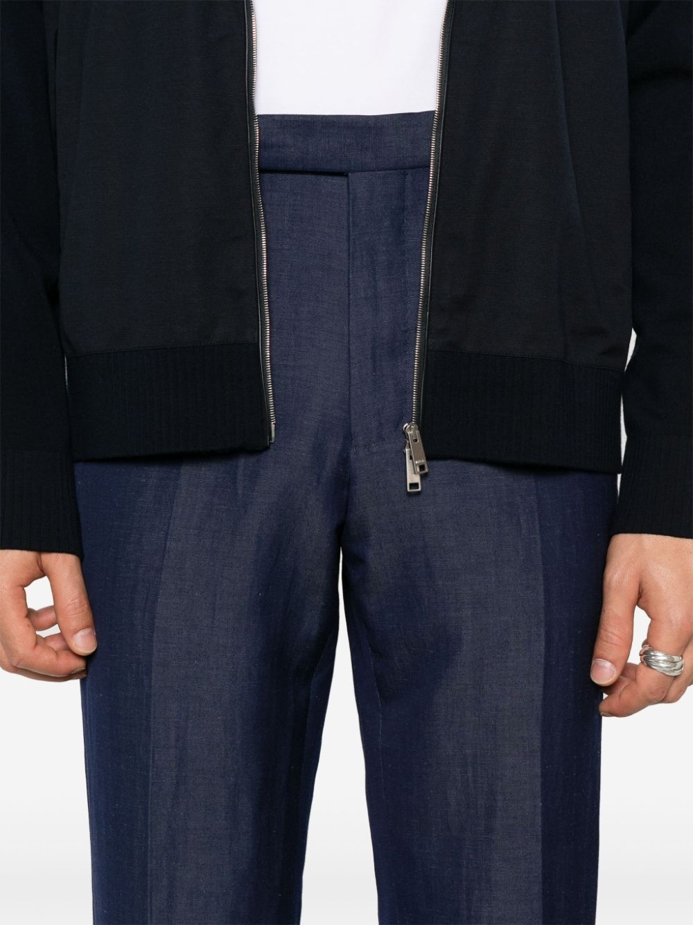 pressed-crease straight-leg trousers - 5