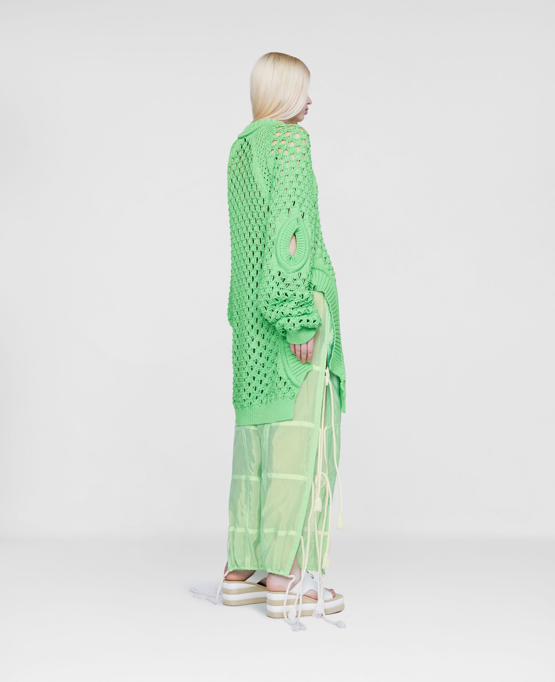 Oversized Textured Mesh Sweater - 3