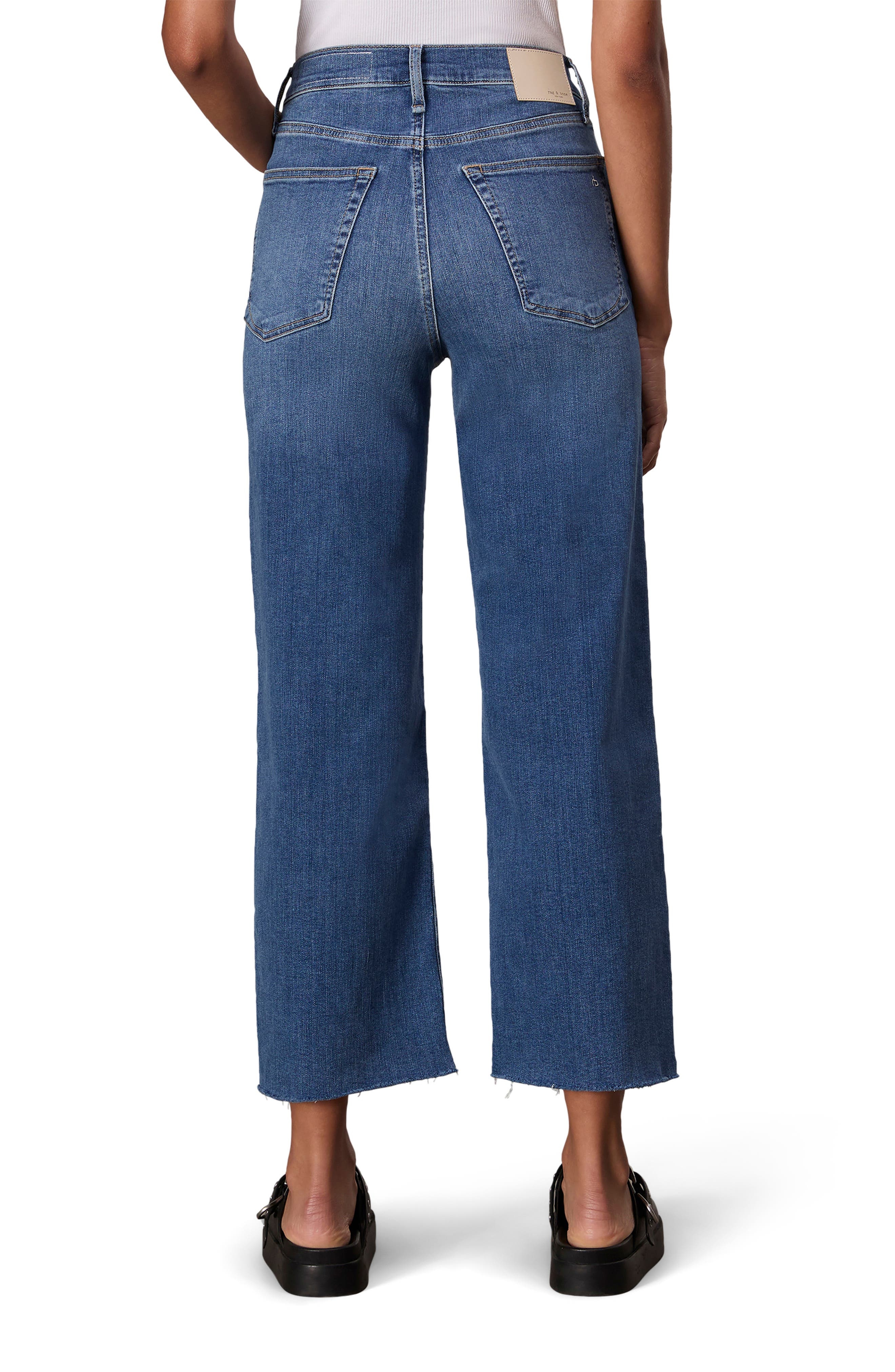 rag & bone Epic Andi Raw Hem High Waist Ankle Wide Leg Jeans in Scout at Nordstrom - 2
