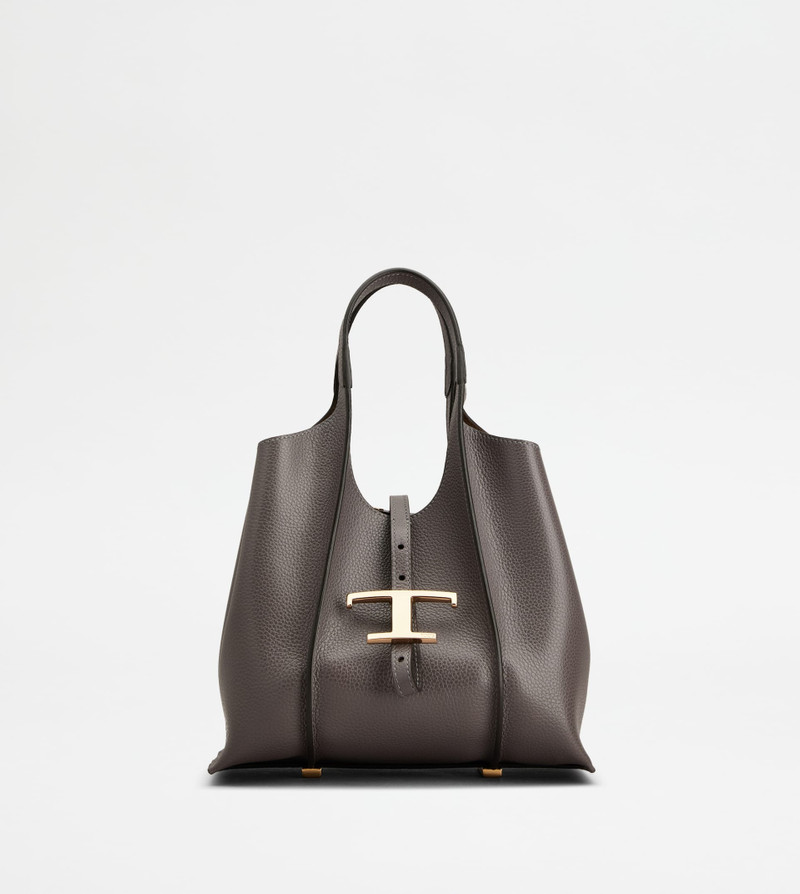 T TIMELESS SHOPPING BAG IN LEATHER MINI - GREY 1