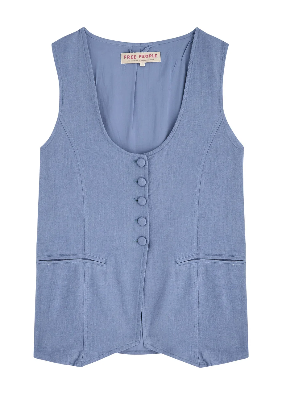 Free People Millie Linen-blend Waistcoat - 1