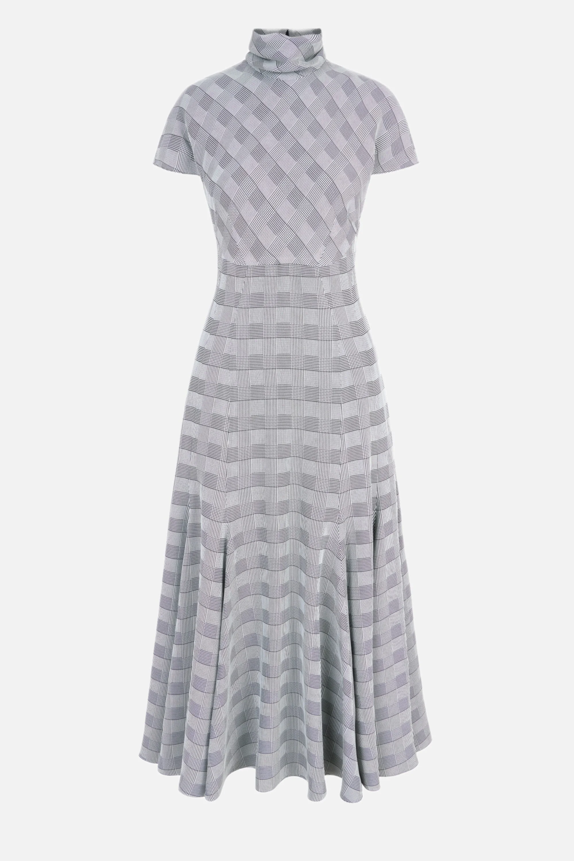 Thea Dress in Black & White Prince of Wale Check - 1