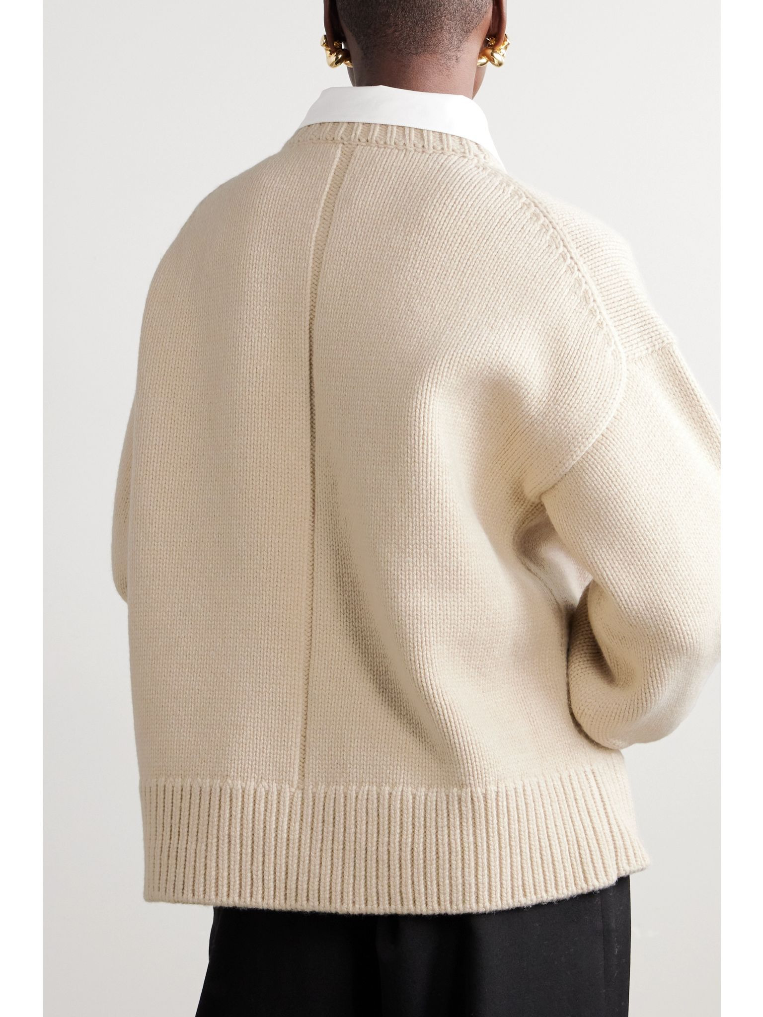 Ophelia oversized wool and cashmere sweater Sand - 3