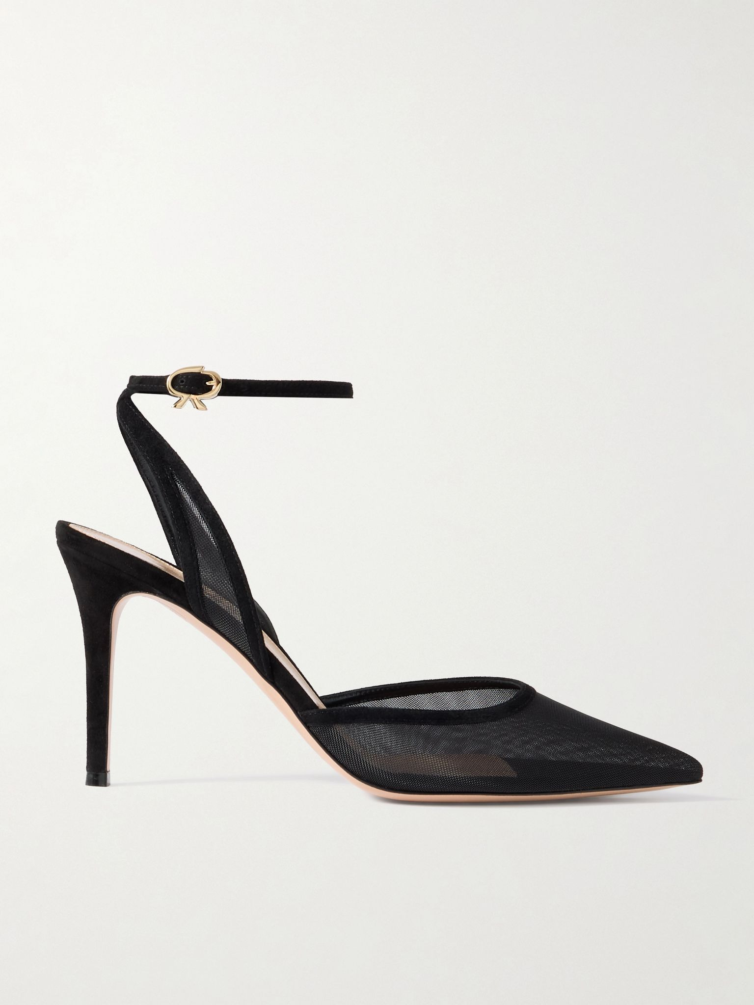 85 suede-trimmed mesh pumps Black - 1