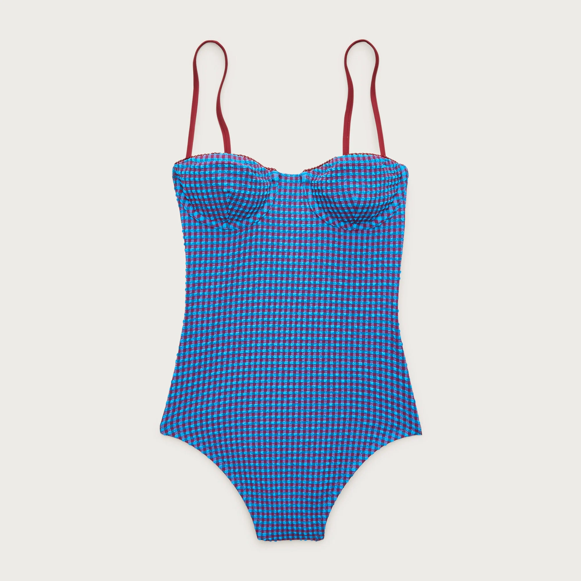 Balconette underwire one-piece in gingham - 1