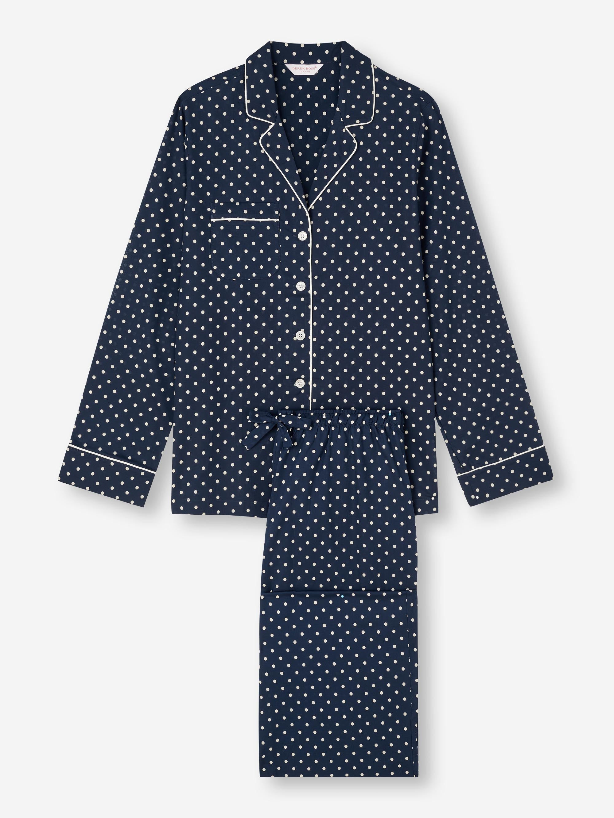 Women's Pajamas Cotton Batiste Navy Polka Dot Print - 2
