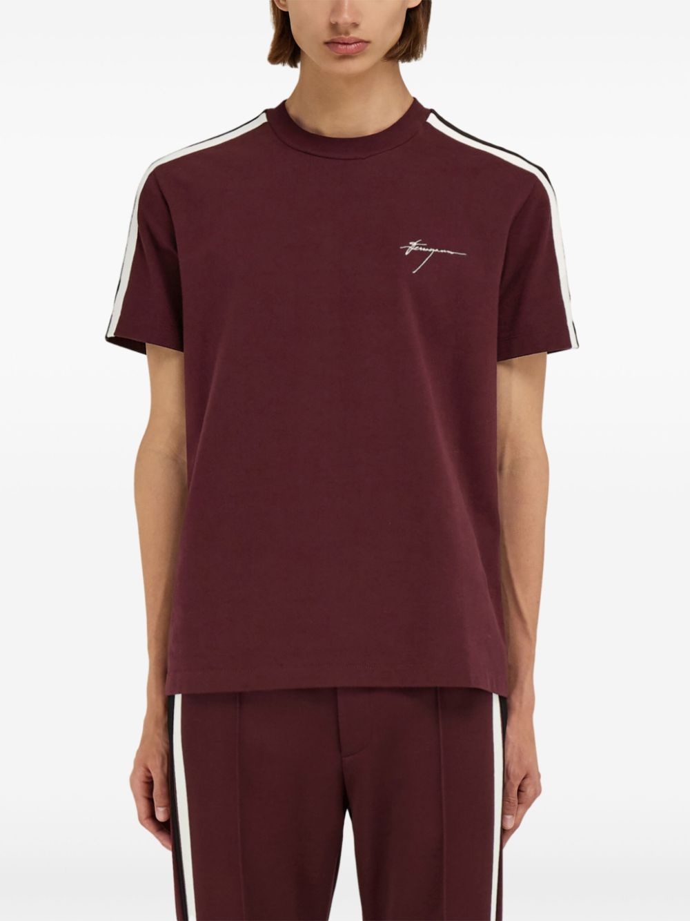 side-stripe cotton t-shirt - 3
