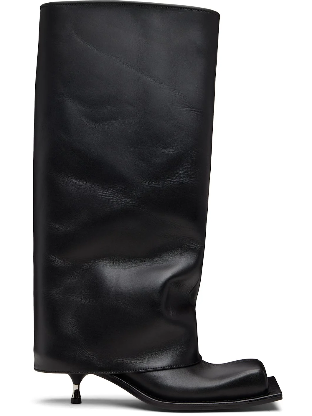 Black Tall Iman Kitten Heel Boots - 1