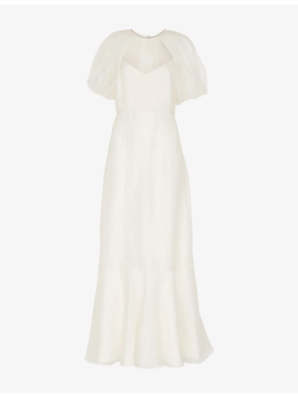 Sabrina Puff-Sleeve Silk Wedding Dress - 1