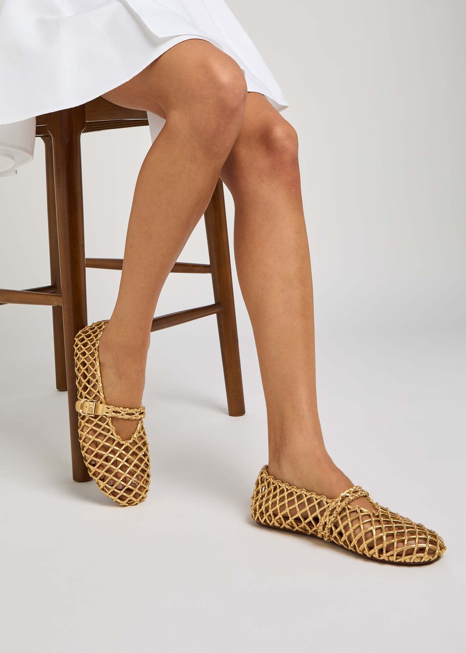 Alaïa Braided Metallic Leather Ballet Flats - 5