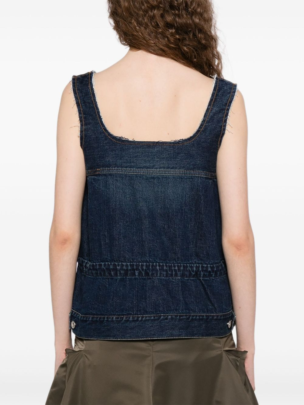 drawstring denim vest - 4