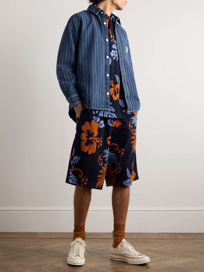 Maison Kitsuné Wide-Leg Cotton-Blend Terry-Jacquard Shorts outlook