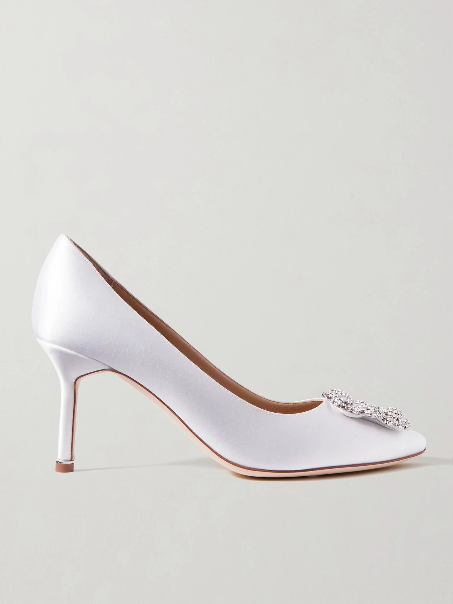 Hangisi 70 crystal-embellished satin pumps White - 1